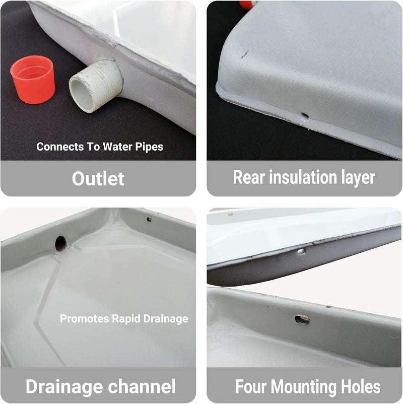 ZFDGHF Air Conditioner Drip Pan with Drain Tubing, Portable Condensate Water Drip Tray Universal Window AC Drain Kit for Indoor Outdoor Split Air Conditioners (31.9x9.4in) - Image 2